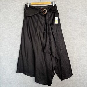 100% Linen Women's Skirt Size 14 New Midi Asymmetrical Wrap D Studio Flowy Boho